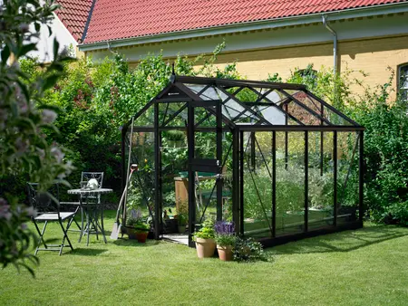 Juliana Compact - 6,6 m2 antracit/sort 3 mm hærdet glas i hele baner